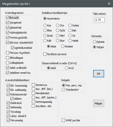 v4.6 - Opciók menü > Megjelenítés I. panel