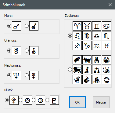 v4.6 - Opciók menü > Szimbólumok panel